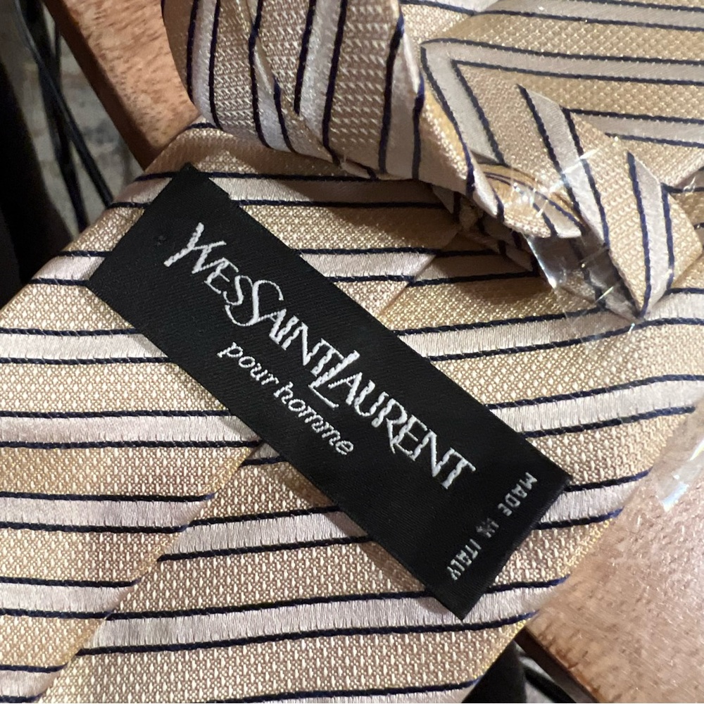 Yves Saint Laurent YSL Striped Silk Tie - Picture 5 of 7
